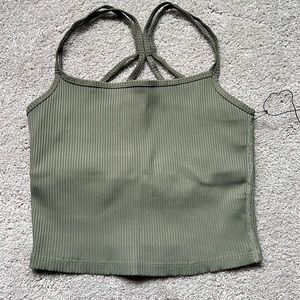 Carbon38 evergreen ribbed cami bra / tank